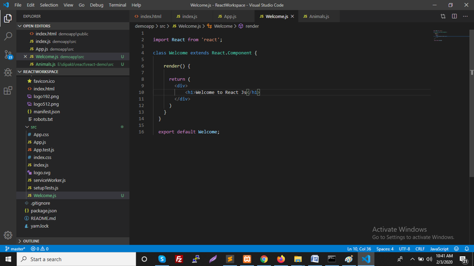 React JS Environment Setup and Component Creation - CodePlateau